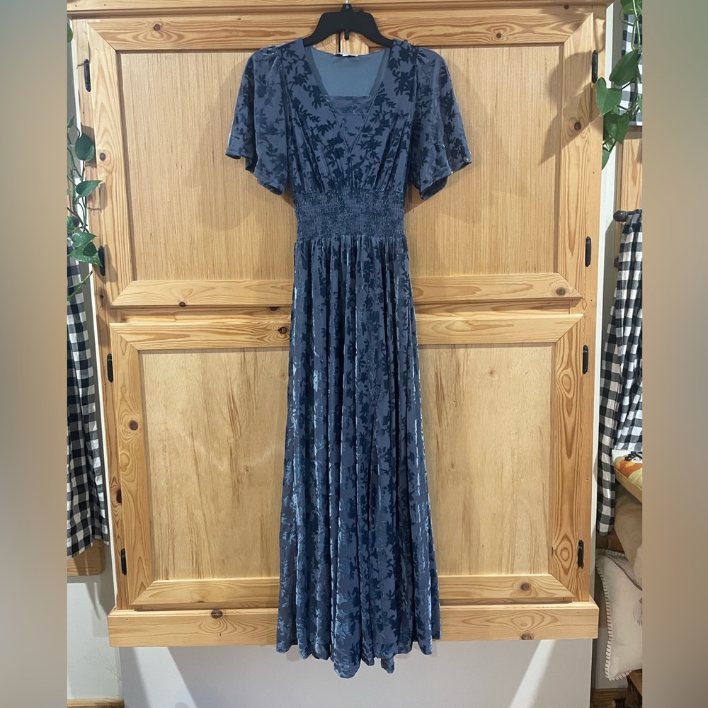 Baltic born Veronica velvet maxi dress floral modest bridesmaid wedding